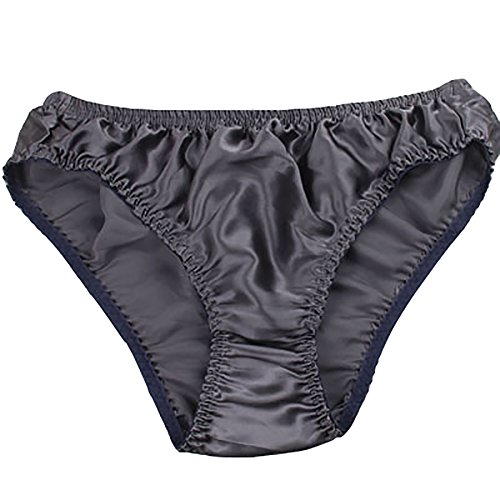 LSHARON Seide Herren Slip Sexy 100% Maulbeerseide Dessous Unterwäsche, silber, M von LSHARON