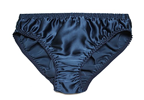 LSHARON Seide Herren Slip Sexy 100% Maulbeerseide Dessous Unterwäsche, marineblau, L von LSHARON