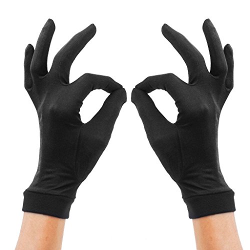 LSHARON Handschuhe aus 100 % Maulbeerseide, Thermofutter, für Ski, Fahrrad, Fahrrad Gr. 85, Schwarz von LSHARON