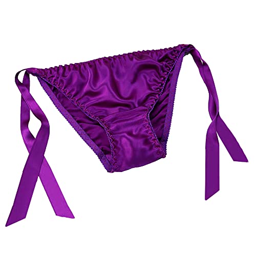 Lsharon Sexy Dessous, Damenunterwäsche, Slip, Tanga, aus 100 % Maulbeerseide Gr. M, dunkelviolett von LSHARON