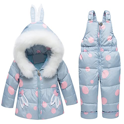 LSHDCER Baby Schneeanzug Kinder Bekleidungsset 2tlg Jungen Mädchen Daunenanzug Skianzug Verdickte Daunenjacke & Daunenhose, Grau, 92-98 von LSHDCER