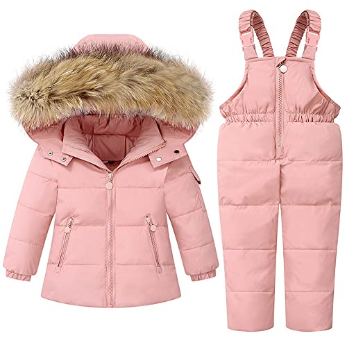 LSHDCER Kinder Schneeanzug Jungen Mädchen Skianzug Verdickte Skianzug Skijacke + Skihose, Rosa, 104-110(Etikettengröße: 110), EURL28JIU75P11 von LSHDCER