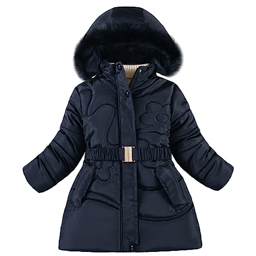 LSHDCER Kinder Winterjacke Mädchen Wintermantel Warme Verdichte Outerwear Kinderjacke Steppjacke, Dunkelblau, 134-140 (Etikettengröße: 140) L2949D14 von LSHDCER