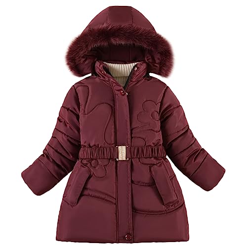 LSHDCER Kinder Winterjacke Mädchen Wintermantel Warme Verdichte Outerwear Kinderjacke Steppjacke, Rot, 134-140 (Etikettengröße: 140) L2949A14 von LSHDCER