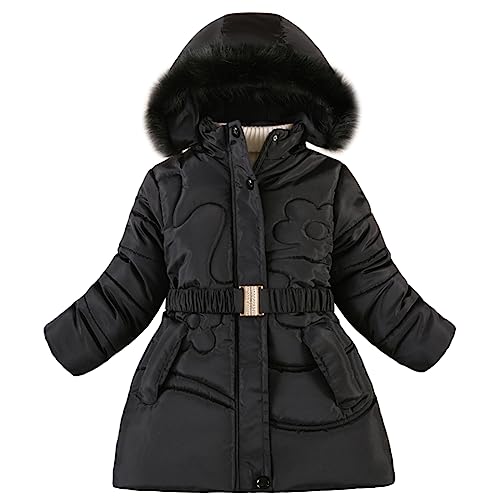 LSHDCER Kinder Winterjacke Mädchen Wintermantel Warme Verdichte Outerwear Kinderjacke Steppjacke, Schwarz, 122-128 (Etikettengröße: 130) L2949U13 von LSHDCER