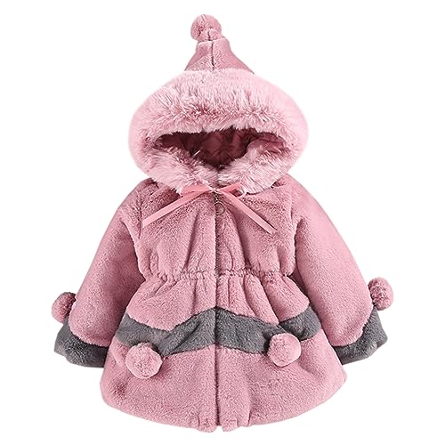 LSHDCER Kinder Winterjacke mit Kapuze Mädchen Wintermantel Warme Steppjacke Winter Jacke Verdickte Kunstpelzmantel, Rosa, 104-110 (Etikettengröße: 110) L2978P11 von LSHDCER