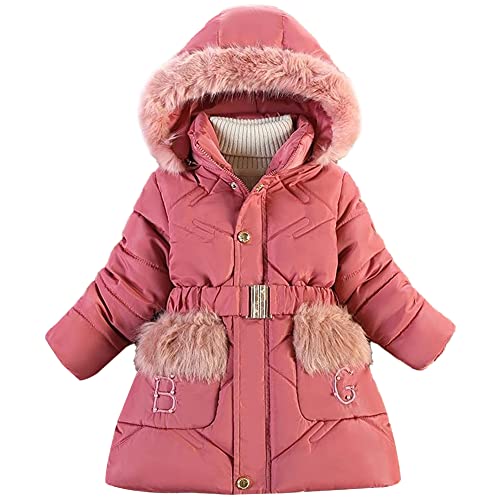 LSHDCER Winterjacke Mädchen Wintermantel mit Kapuze Kinder Warme Steppjacke Kinderjacke, Rosa, 104-110, EURL28JIU93A11 von LSHDCER