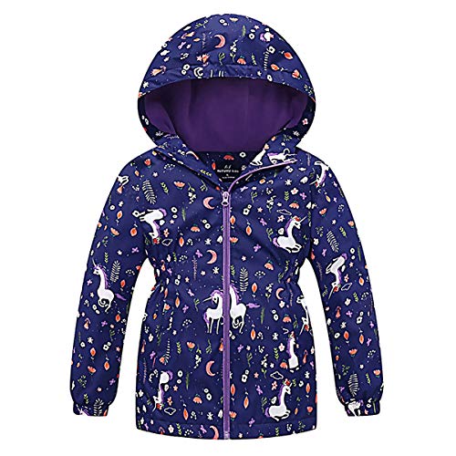 LSHEL Kinder Übergangsjacke Mädchen Softshelljacke mit Kapuze Winddicht Atmungsaktiv Softshell Jacke für Frühling Herbst, Dunkelblau, 130 von LSHEL