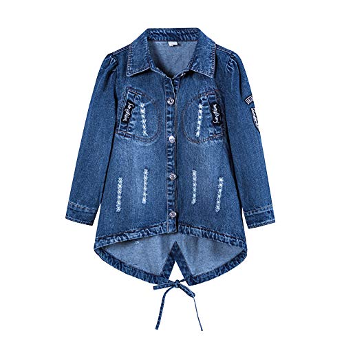 LSHEL Neue Mädchen Mode lässig Jeansjacke, Blau, 122/128 von LSHEL