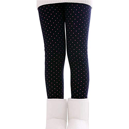 LSHEL Thermoleggings Mädchen Kinder Leggings Gefütterte Leggins Herbst Winter Warm Hose Thermohose, Dunkelblau B, 122-128(Etikett: 130) von LSHEL