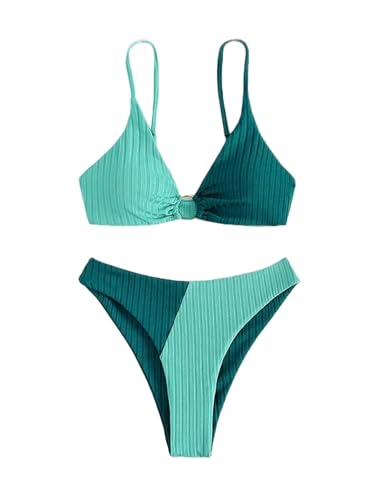 LSLY Badeanzug Damen Bademode Push Up High Taille Badeanzüge High Cut Badeanzüge Strand Set-Blauer See 2025yz61-s von LSLY