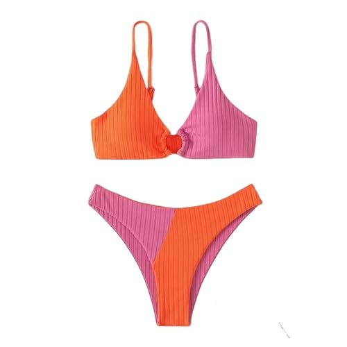 LSLY Badeanzug Damen Bademode Push Up High Taille Badeanzüge High Cut Badeanzüge Strand Set-orange 2025yz61-m von LSLY