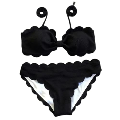LSLY Badeanzug Push -up Badeanzug Mit Umbiege Mit Badezusammenzug Frauen Badeanzug Frauen Strand Kleidung-schwarz-s von LSLY