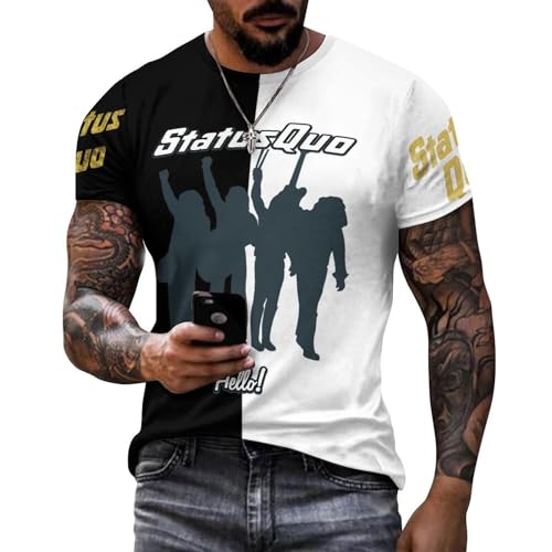 Sta-Tus Logo Qu-o Herren-T-Shirt, Baumwolle, kurzärmelig, Rundhalsausschnitt, weiches schwarzes T-Shirt, Basic, lässig, Fans, Geschenk, Tops, Stil:, 58 von LSMCCOTP