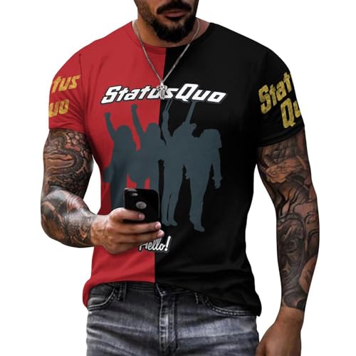Sta-Tus Logo Qu-o Herren-T-Shirt, Baumwolle, kurzärmelig, Rundhalsausschnitt, weiches schwarzes T-Shirt, Basic, lässig, Fans, Geschenk, Tops, Stil:, L von LSMCCOTP