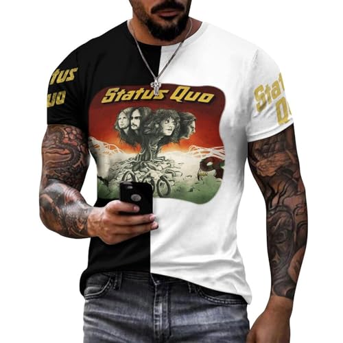 Sta-Tus Logo Qu-o Herren-T-Shirt, Baumwolle, kurzärmelig, Rundhalsausschnitt, weiches schwarzes T-Shirt, Basic, lässig, Fans, Geschenk, Tops, Stil:, XXL von LSMCCOTP