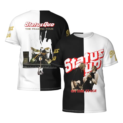 Sta-Tus Logo Qu-o Herren-T-Shirt, kurzärmelig, Rundhalsausschnitt, weiches schwarzes T-Shirt, Basic, lässig, Fans, Geschenk, Tops, Schwarz , M von LSMCCOTP