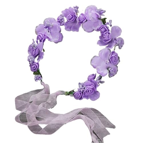 Blumenkrone Stirnbänder Atmungsaktive Blumenkronen Diademe Haarbänder Süße Frauen Hochzeit Haarschmuck for Braut Brautjungfern(Color 4) von LSNNMU