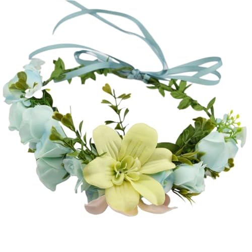 Blumenkrone Stirnbänder Blumenkrone Kranz Brautgirlande for Frauen Handgemachtes Stirnband Fee Diademe Hochzeit Party Brautjungfer Haarschmuck(Color 2) von LSNNMU