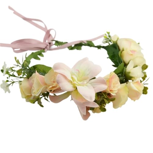 Blumenkrone Stirnbänder Blumenkrone Kranz Brautgirlande for Frauen Handgemachtes Stirnband Fee Diademe Hochzeit Party Brautjungfer Haarschmuck(Color 4) von LSNNMU
