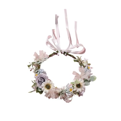 Blumenkrone Stirnbänder Kleiner frischer Blumenkranz Haarreif Fee Gas Rose Blume Blumenkopfschmuck(Color 1) von LSNNMU