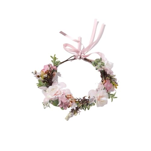 Blumenkrone Stirnbänder Kleiner frischer Blumenkranz Haarreif Fee Gas Rose Blume Blumenkopfschmuck(Color 2) von LSNNMU