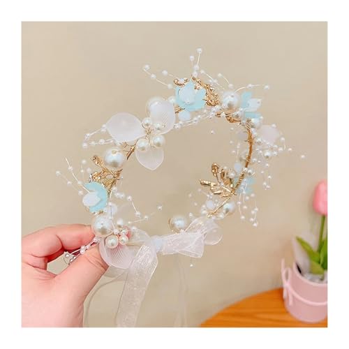 Blumenkrone Stirnbänder Kranz Kopfschmuck Prinzessin Fee Haarband Braut Blumenmädchen Hochzeit Perle Kopf Blume(Color 4) von LSNNMU