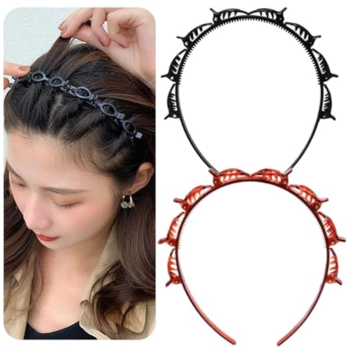 Headband with Clips, Twist and Clip Headband, Haarreif Mit Klammern, Hair Pin Headband, Haarreifen Mit Klammern, Haarreifen Damen Mit Klammern (1 SET) von LSNTUU