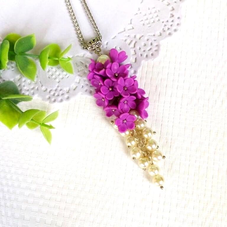 Lila Blume Halskette, Blumen Anhänger, Halskette Für Frauen Lila Blume Halskette, Blumen Anhänger, Halskette Für Frauen von LSPolymerFlower