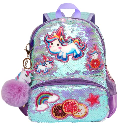 Unicorn Sequins Backpack for Girls,Toddler Kids Schoolbag,Bookbag for Kindergarten Elementary,Gift for Birthday Xmas von LSSAGOON