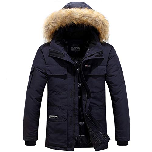 LSSM Baumwolljacke FüR GeschäFtsleute In üBergrößE, Winterbaumwollmantel Und Kapuzenjacke Mit Pelzkragen Stehkragen Herbst FrüHling Blouson Mit ReißVerschlusstaschen Herrenjacke Schwarz 6XL von LSSM