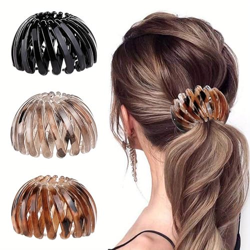 3 x Haarspangen in Vogelnest-Form, Pferdeschwanz-Halter, stilvolles Haarstyling-Zubehör für Damen und Mädchen von LSSSWM