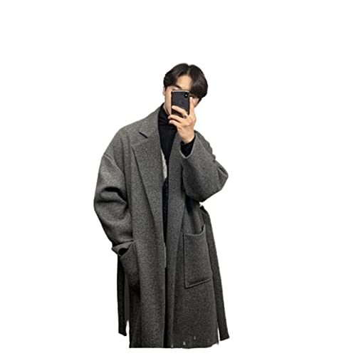 LSTGJ Winter lange Wollmantel Herren Lässige Übergroße Wollmantel Männer Wild Lose Koreanische Stil Wollmantel Herren Mantel Arbeit (Color : Dark Gray, Size : XL.) von LSTGJ