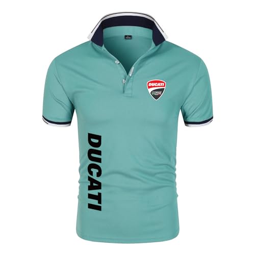LSTQPK Herren T-Shirt Golf Poloshirt für Ducati Aufdruck Rugby T-Shirts Jersey Kurzärmlig Leichte Poloshirts Tennis Tops T-Shirt – Geschenk Teenager-Green||M von LSTQPK