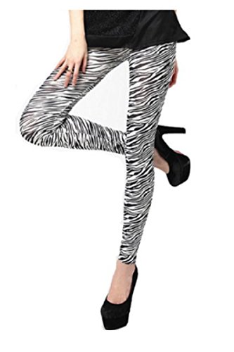 Destressed Leggings im Jeans Hose Tattoo look LG1006 Zebra-BK von LSWA