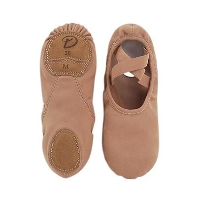 Ballett Spitzenschuhe Frauen Mädchen Ballettschuhe Ballerinas Stretch Canvas Split Weiche Sohle Elastischer Stoff Professionelle Ballettschuhe Tanzpantoffeln 735(Color:Tan,Size:28) von LSYHHXC