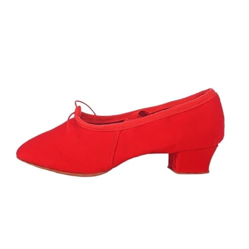 Ballett Spitzenschuhe Frauen Tanzschuhe Mädchen Ballett Jazz Schuhe Weiche Sohle Low Heels Kinder Tanzen Hausschuhe Rosa Schwarz Rot Kinder Latin Turnschuhe 735(Color:Red,Size:3) von LSYHHXC