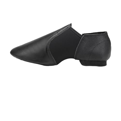 Ballett Spitzenschuhe Jazz-Tanzschuhe aus echtem Leder, hellbraun, schwarz, rutschfeste Sohle, Jazz-Schuhe for Kleinkinder, Mädchen, Damen, Gymnastik, Unisex, Slip-on-Jazz 735(Color:Black,Size:31(20.5 von LSYHHXC