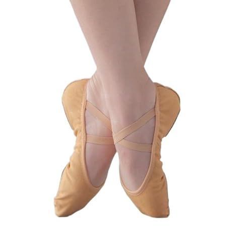 Ballett Spitzenschuhe Kinder Erwachsene Ballettschuhe Stretch Stoff Geteilte Sohle Frauen Ballett Hausschuhe Rosa Schwarz Mädchen Tanzschuhe Bequeme Gym Yoga Schuhe 735(Color:Flesh,Size:26) von LSYHHXC