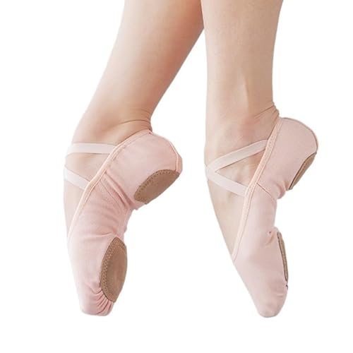 Ballett Spitzenschuhe Kinder Erwachsene Ballettschuhe Stretch Stoff Geteilte Sohle Frauen Ballett Hausschuhe Rosa Schwarz Mädchen Tanzschuhe Bequeme Gym Yoga Schuhe 735(Color:Pink,Size:25) von LSYHHXC