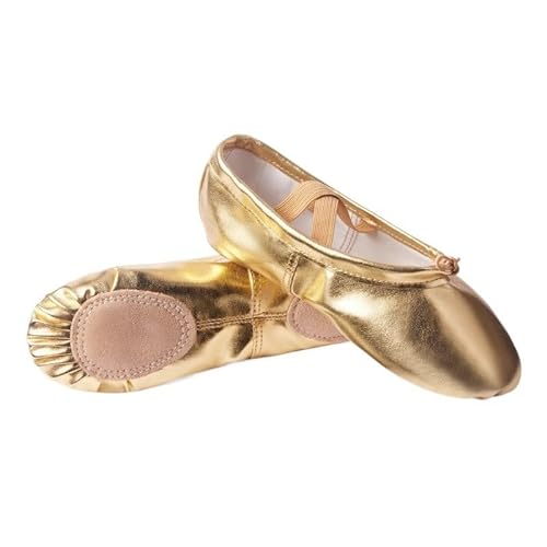 Ballett Spitzenschuhe Mädchen Ballettschuhe Gold Silber Weiche Sohle Ballett Tanz Hausschuhe Kinder Üben Ballerina Schuhe Frau Gymnastik 735(Color:Gold 1,Size:28) von LSYHHXC