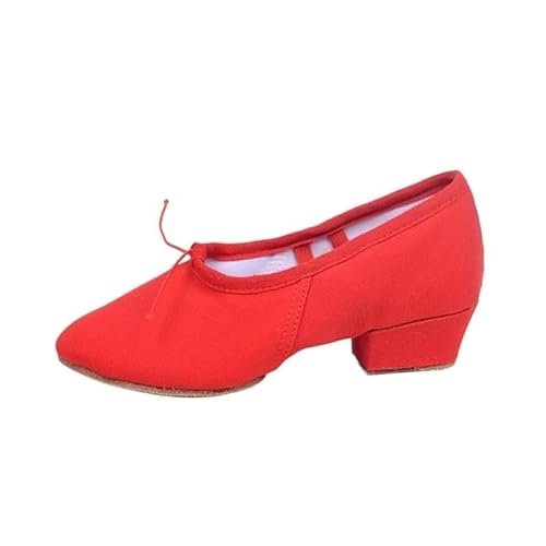 Ballett Spitzenschuhe Qualität Tanzen Schuhe for Frauen Mittleren Absatz Leder Mädchen Frauen Ballett Tanz Schuhe Bauch Yoga Tanz Schuhe Lehrer Schuhe 735(Color:Canvas Red,Size:2) von LSYHHXC