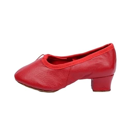 Ballett Spitzenschuhe Qualität Tanzen Schuhe for Frauen Mittleren Absatz Leder Mädchen Frauen Ballett Tanz Schuhe Bauch Yoga Tanz Schuhe Lehrer Schuhe 735(Color:Genuine Leather RD,Size:1) von LSYHHXC