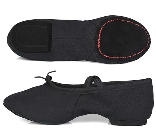 Ballett Spitzenschuhe Tuch Natürliche Leder Ballett Tanz Schuhe for Frauen Mittleren Ferse Weiche Jazz Salsa Tanzen Schuhe Turnschuhe for Mädchen Yoga Schuhe 735(Color:1cm Heel Cloth Black,Size:2) von LSYHHXC