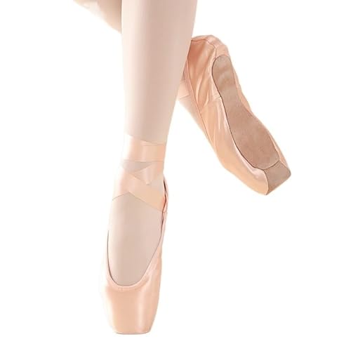 LSYHHXC Ballett Spitzenschuhe Professionelle Ballett-Spitzenschuhe mit echter Ledersohle, Damen-Ballettschuhe aus Satin mit Bändern for professionelle Ballerinas 735(Size:33) von LSYHHXC