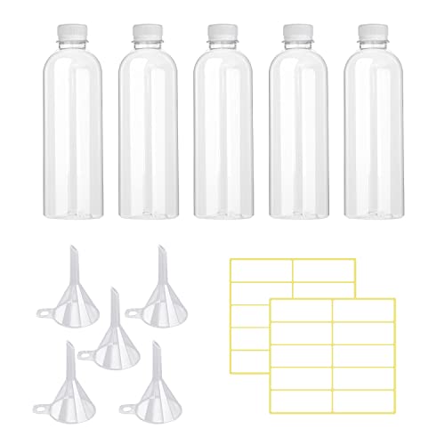 5 Stück 100 ml transparente Kunststoffflaschen, Make-up-Entferner, Feuchtigkeitsflasche, mit Schraubverschluss, reisefreundlich, mit 5 Trichtern und 20 Etiketten. von LSYYSL