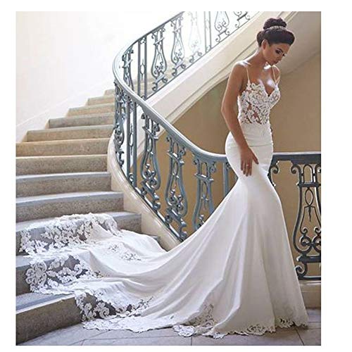 LSZJSGQ Meerjungfrau Brautkleid Ärmel Vintage Spitze Sweetheart Neck Brautkleid Backless Brautkleider, Weiß, 6 LSZJSGQ Meerjungfrau Brautkleid Ärmel Vintage Spitze Sweetheart Neck Brautkleid Backless Brautkleider, Weiß, 6 von LSZJSGQ