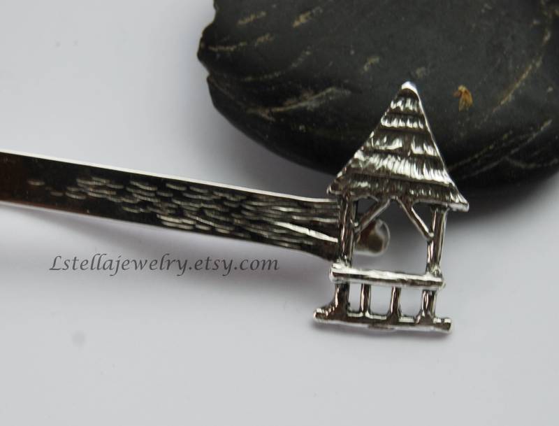 Silberne Krawattenschleife Mit Holzstruktur, Beetstab Aus Silber, 925Er Silber Patina, Silber, Hochzeitsdeko, Hochzeit, Geschenk Für Den Bräutigam von LStellaJewelry