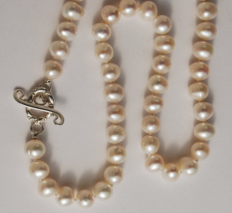 Perlenstrang, Traditionelle Perlenkette, Süßwasserperlen, 8 Mm Perlen Geknotet, Damenperlenperlen, Handgemachter Sterlingverschluss, Für Sie von LStellaJewelry