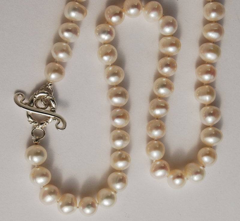 Perlenstrang, Traditionelle Perlenkette, Süßwasserperlen, 8 Mm Perlen Geknotet, Damenperlenperlen, Handgemachter Sterlingverschluss, Für Sie von LStellaJewelry